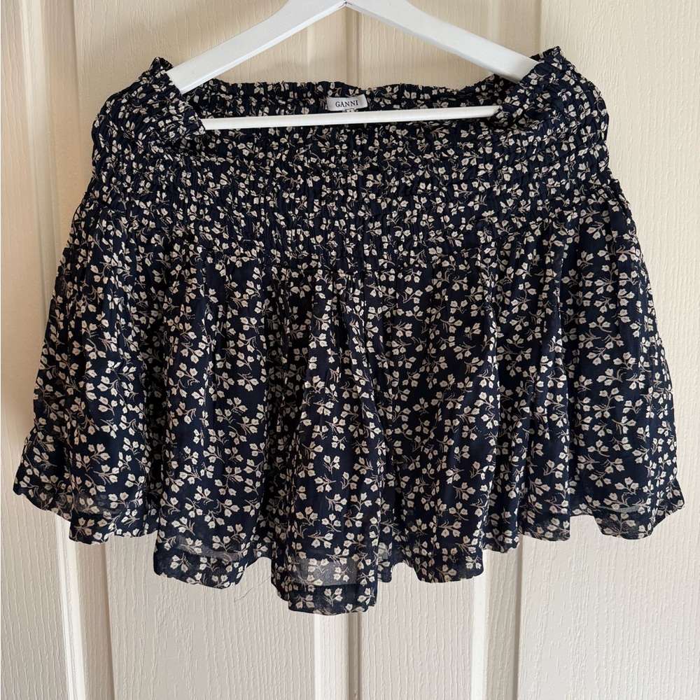 GANNI Navy Floral Skirt size L